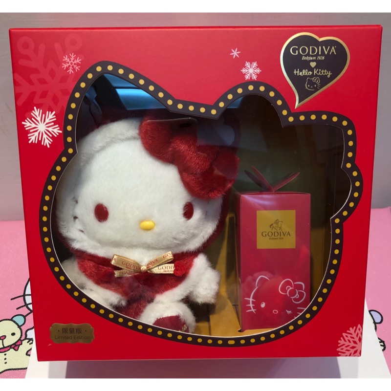 GODIVA &amp; Hello Kitty 聯名 聖誕斗篷 G Cube 松露巧克力 &amp; 絨毛玩偶 公仔