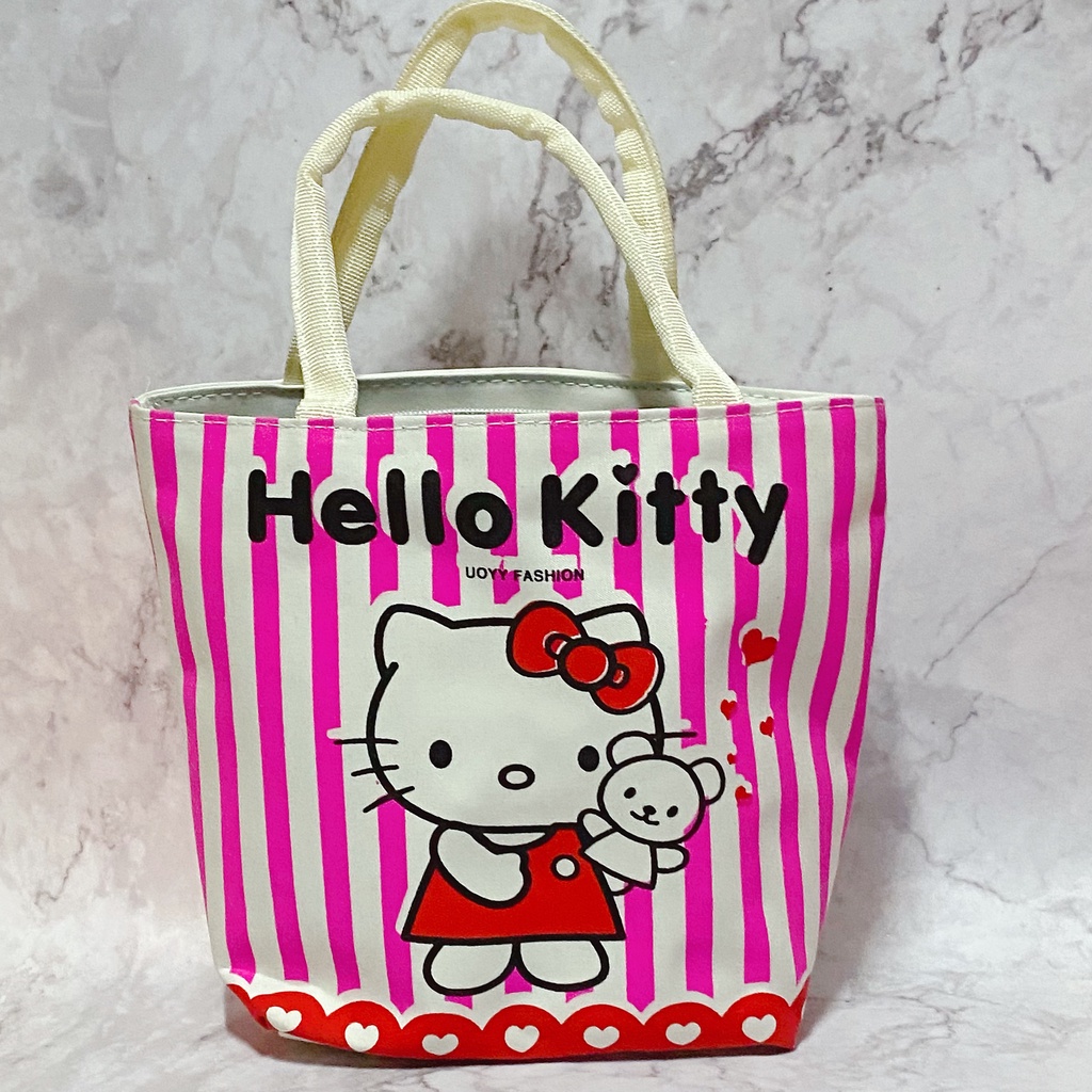 全新正版雷標 Sanrio 三麗鷗 凱蒂貓 HELLO KITTY手提帆布 午餐袋 手提袋 野餐袋 單肩包帆布包