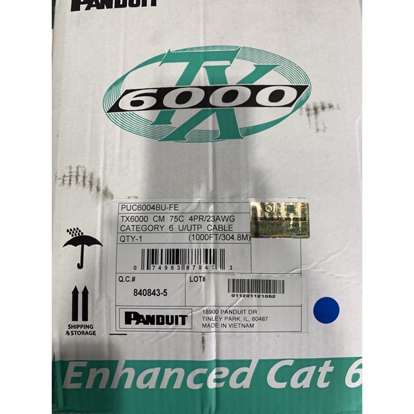 PANDUIT PUC6004IG 網路線 CAT6 50-200M 4Pares 網路箱線零售(灰&amp;藍&amp;白色)易拉箱