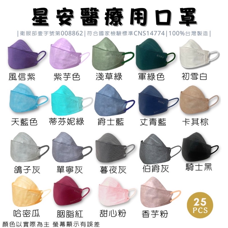 星安 單片不混色 醫療口罩 台灣製 MIT KF94 立體口罩 MD雙鋼印 盒裝 4D