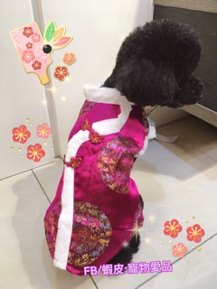 現貨特價🌸【寵物愛品 Love Pets Family】唐裝拜年旗袍款寵物新年裝(玫紫)/二腳/保暖/貓狗衣服平價熱銷