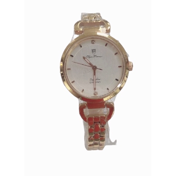OP奧柏錶 女 白面圓形金框 石英腕錶 (2483LR) 31mm