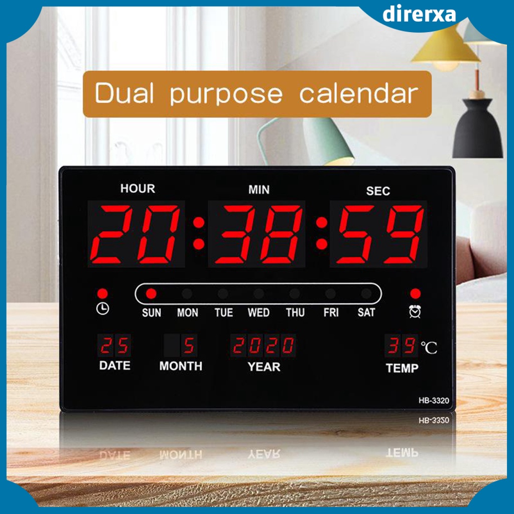 數字時鐘,大型 LED 數字掛鐘,12/帶日期和日期的數字鬧鐘,室內溫度,家庭、辦公室打盹