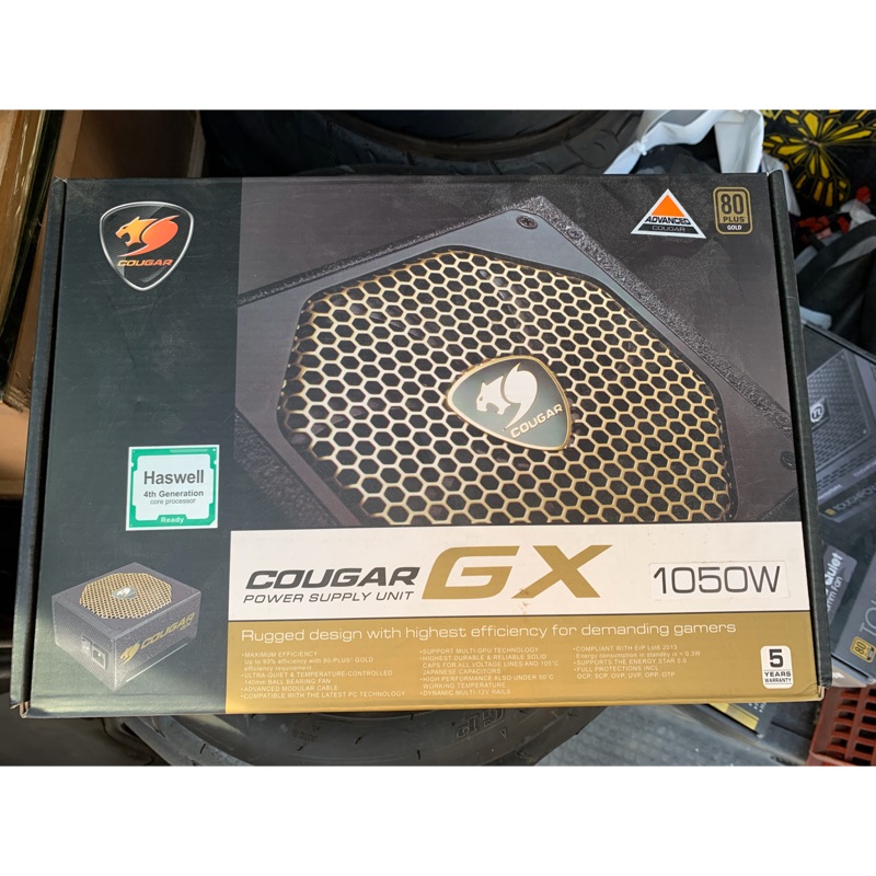 COUGAR 美洲獅 偉訓 GX 80 PLUS 金牌1050W電源供應器，保固五年