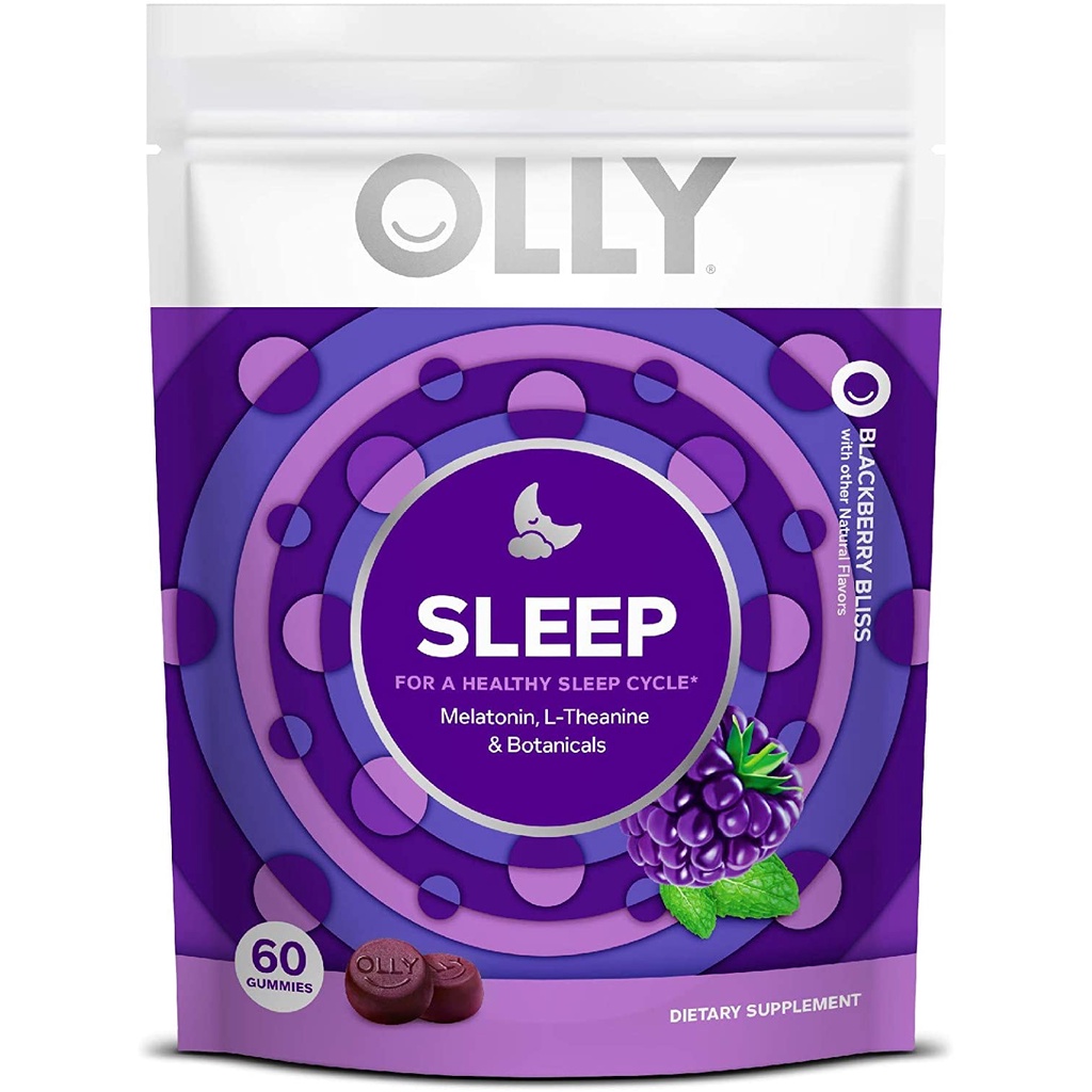 ⭐現貨 美國 代購 Olly 軟糖 失眠 睡眠 植物 sleep 幫助睡眠 調整時差 茶氨酸 壓力 黑莓 補充包 茶胺酸