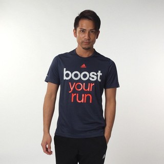 愛迪達 adidas boost your run T shirt 藍/黒 L號 透氣排汗 『夏日限定』