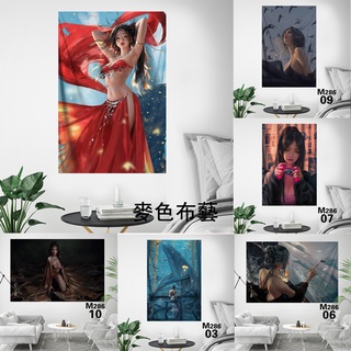 鬼刀繪本漫畫周邊裝飾掛佈 wlop最新作品 超現實繪本式畫風掛毯 ins風直播背景佈家居牆面床頭裝飾掛畫易摺疊好收藏現貨