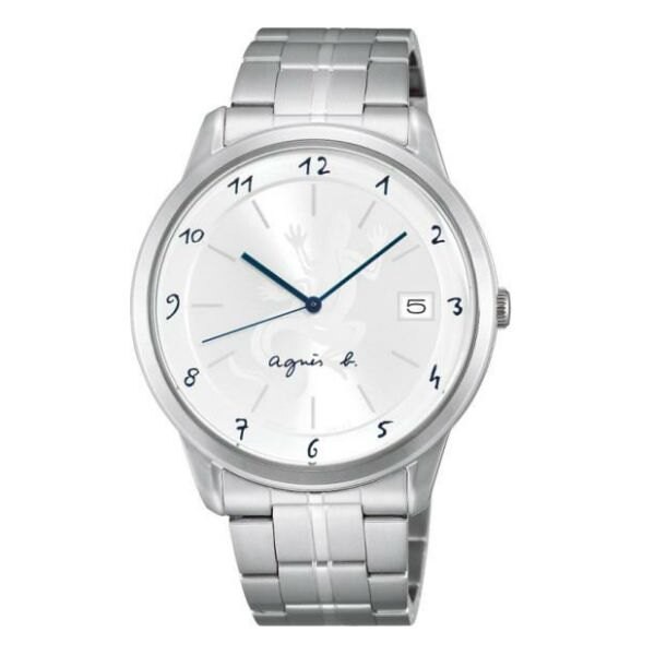 【agnes b.】經典蜥蜴圖文時尚腕錶 白面 VJ52-00AMB(BP9007J1)
