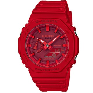 【CASIO】G-SHOCK 帥氣潮流八角型雙顯錶-紅/黑麵X綠/黑麵X黃(GA-2100-4/GA-2110SU系列)