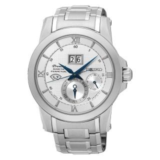 SEIKO 精工 Premier 人動電能大日曆窗萬年曆腕錶-白面(SNP133J1)(7D48-0AR0S)42mm