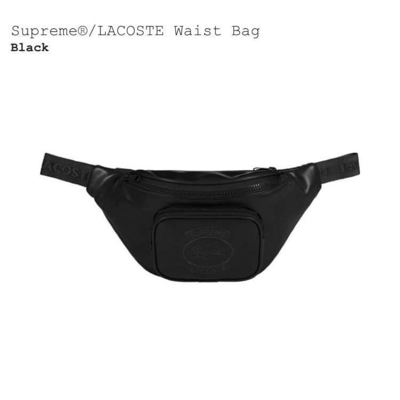 Supreme 18 SS LACOSTE Waist Bag Black 鱷魚 聯名 腰包 小包