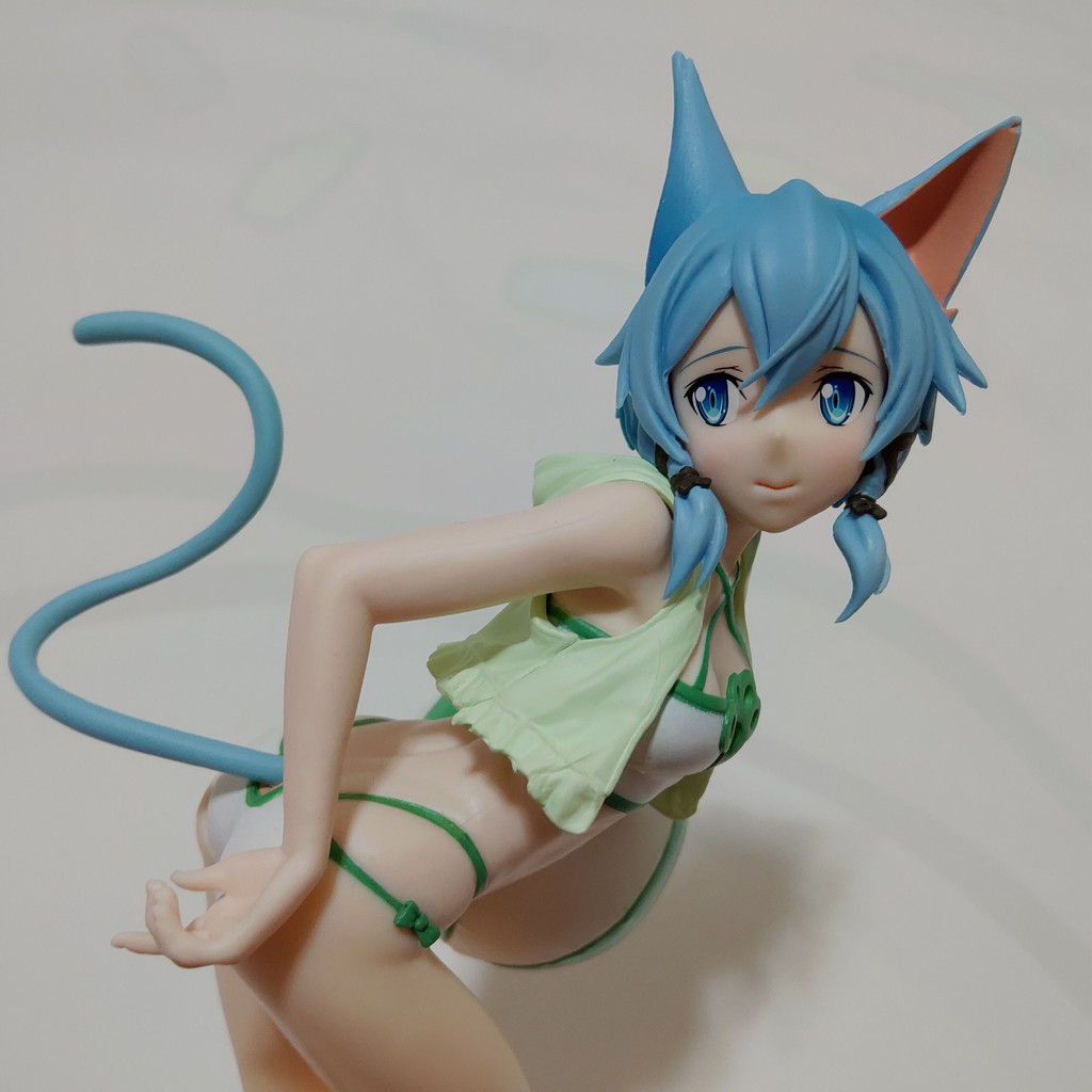 日版正版刀劍神域sao Exq 朝田詩乃貓娘泳裝沙灘排球公仔景品二手展示品現貨無盒實際拍攝 蝦皮購物