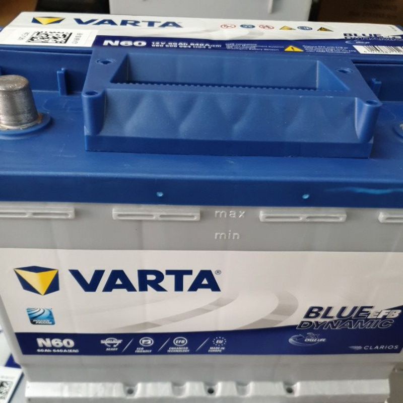 VARTA德制N60汽車電池EFB啟停功能怠速熄火車款可用，規格60AH640CCA