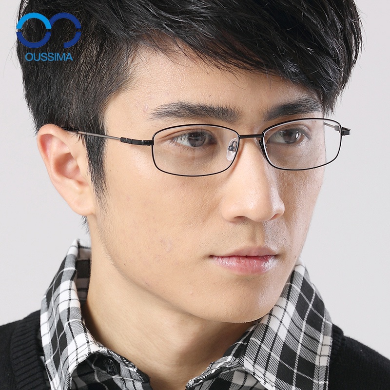 OUSSIMA歐斯邁眼鏡框近視男款鈦合金記憶架方形防藍光變色記憶商務全框眼鏡超輕 OSM09