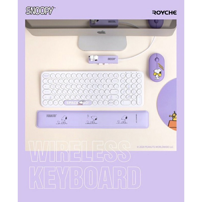 韓國 ROYCHE 史努比鍵盤 滑鼠 藍芽 無線 辦公 snoopy