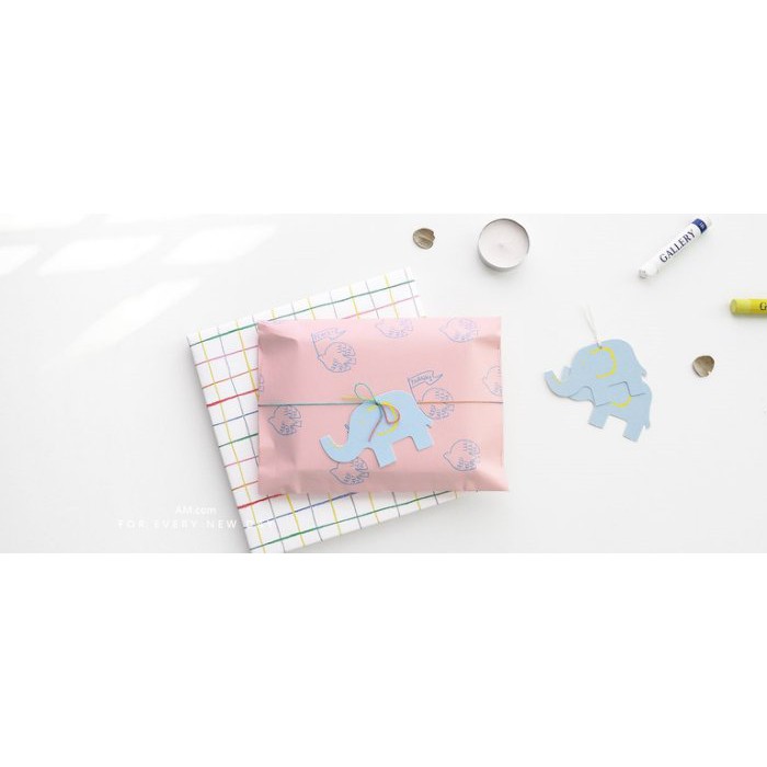 AM好時光【K133】韓版童趣 淺藍小象 禮品裝飾吊卡 10枚❤幼兒園慶生西點甜點手工餅乾包裝袋吊牌 牛皮包裝盒標籤卡