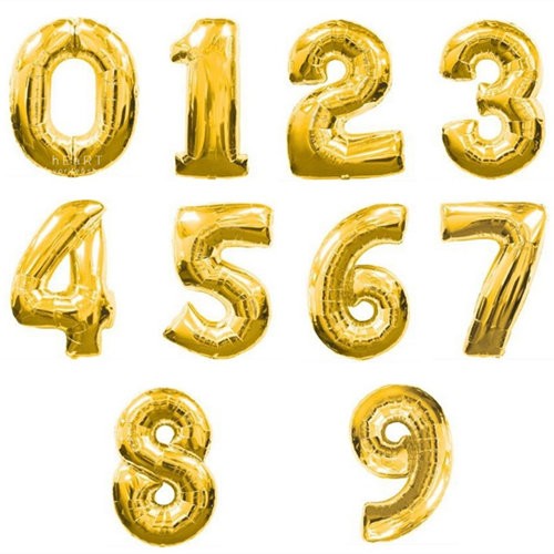 【現貨】阿拉伯數字派對布置造型16吋鋁箔氣球金色(無充氣) 生日派對 節日慶典 會場布置 店面布置 派對布置