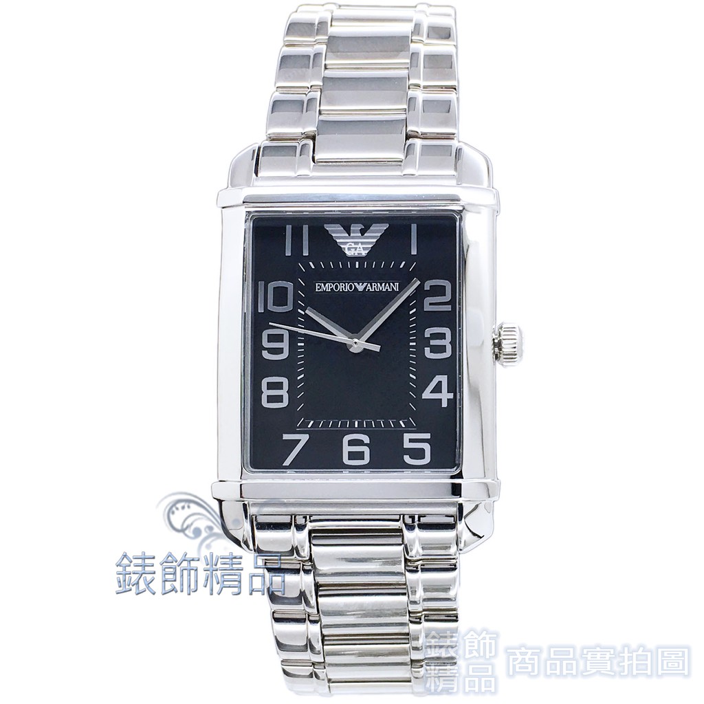 EMPORIO ARMANI亞曼尼AR0493手錶 方黑面菱格紋 鋼帶 女錶 全新原廠正品【錶飾精品】