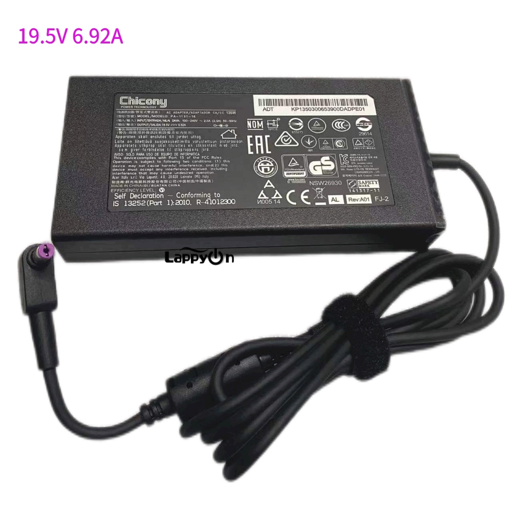 宏碁 Chicony 135W 19.5V 6.92A 交流適配器適用於 Acer Aspire A715-74G 筆記