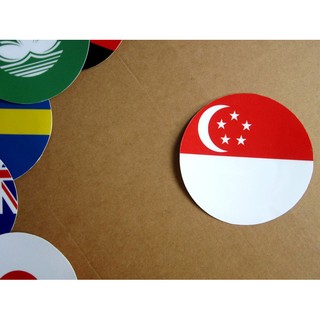 【國旗商品創意館】新加坡圓形抗ＵＶ、防水貼紙／Singapore／各國可選購、多尺寸可客製