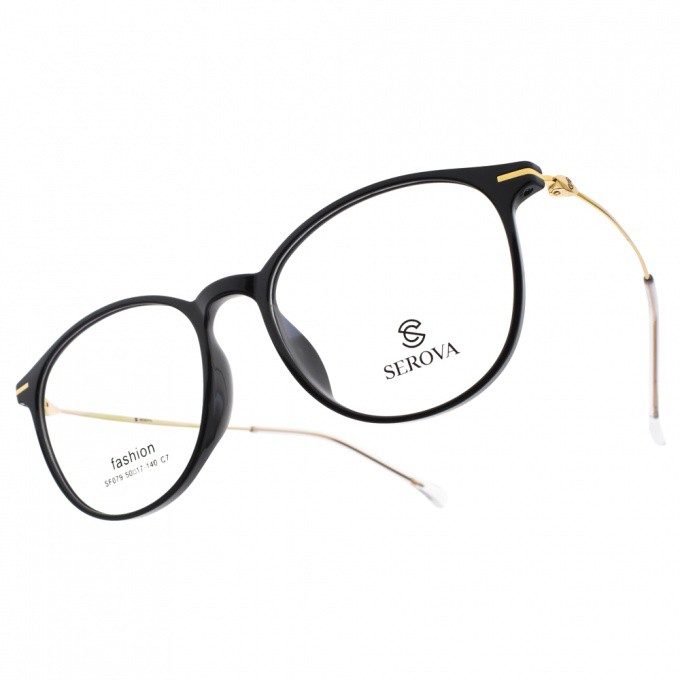 SEROVA 光學眼鏡  SF079 C07 文青微貓眼款-金橘眼鏡