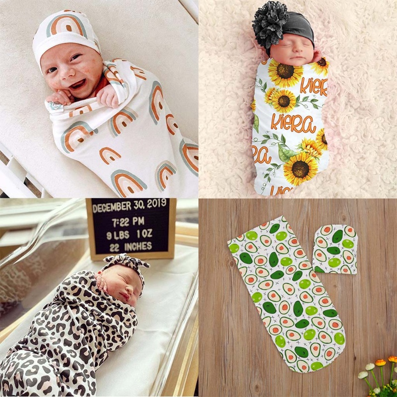 瑪麗新生兒印花睡袋帶帽子純棉襁褓包豆豆套裝嬰兒攝影拍照道具