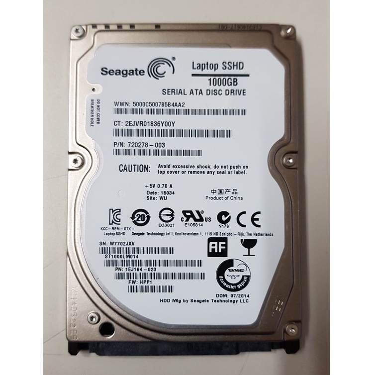 希捷 Seagate SSHD ST1000LM014 2.5吋 1TB 第三代 混合硬碟  2手良品 使用時數極低