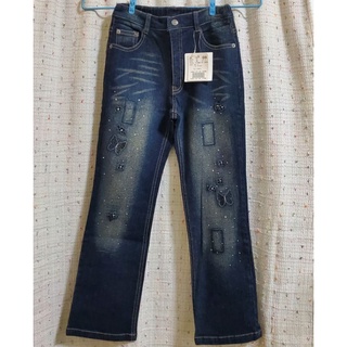【全新】女童可調伸縮腰刺繡牛仔褲（9歲）