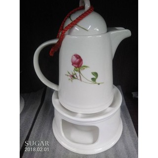 【蝦皮代開發票】(花茶壺+保溫爐+環保蠟燭) 茶壺(陶瓷附濾網)咖啡壺 600ml