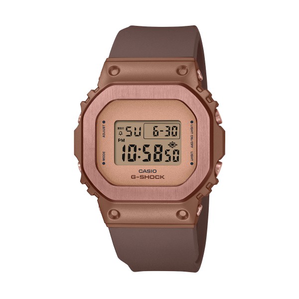 【CASIO G-SHOCK】玩美極致時尚金屬方形框數位運動腕錶-棕 GM-S5600BR-5