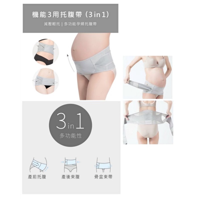 奇妮 3用托腹帶(3inl ）孕產皆適用 產前托腹、產後束腹、支撐骨盆 台灣製