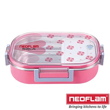 韓國NEOFLAM 長方型不鏽鋼保溫餐盒710ml-粉紅色