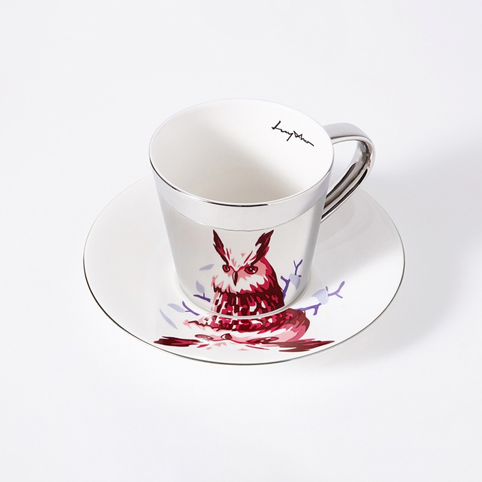 Luycho  鏡面倒影動物圖案咖啡杯-貓頭鷹