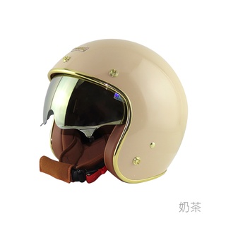 華泰 Ninja 安全帽 K-806B 晶淬 奶茶 金色邊框 多層膜內墨鏡 皮革 金屬齒排釦 全拆洗 復古帽《比帽王》
