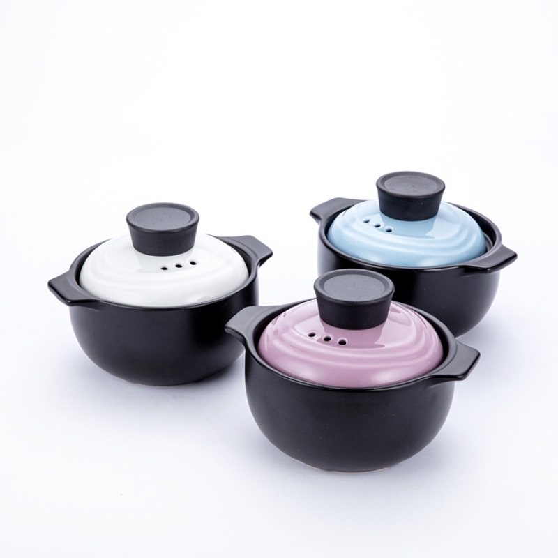 單人簡約小陶鍋15cm 白/藍/粉紫 可用瓦斯爐烤箱微波爐電鍋洗碗機