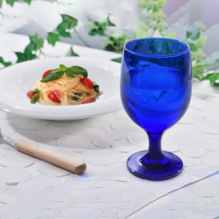 高腳杯 日本製 現貨【東洋佐佐木】藍色高腳杯 340ml 水杯 玻璃杯