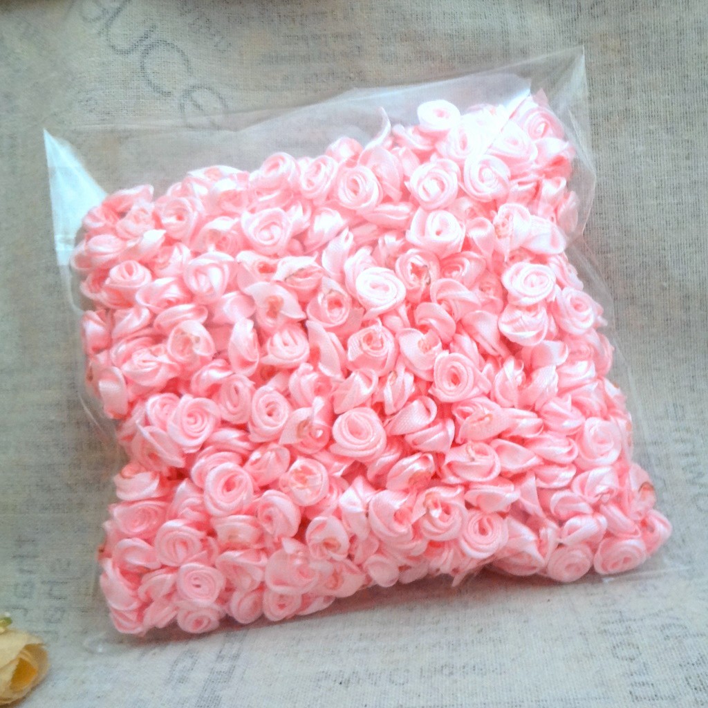 喵的手作幫 捧花材料aaa 8 嫩粉1 5cm 緞帶玫瑰花花頭迷你捧花鑰匙圈吊飾簽名筆婚禮小物花椰菜材料批發零售