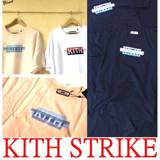 BLACK美國最強鞋履設計師！全新KITH STRIKE粉紅色CLASSIC經典BOX LOGO刪減線短T