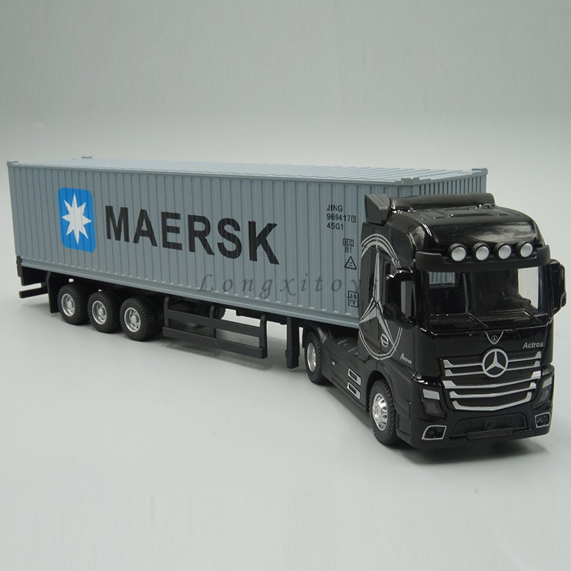 1:50 壓鑄金屬模型玩具梅賽德斯奔馳/斯堪尼亞集裝箱卡車迴力帶聲光