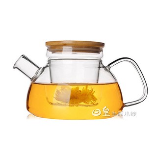 耐高溫泡茶壺 花茶壺 玻璃茶壼 玻璃茶具 贈雙層杯 玻璃壼 竹蓋短嘴過濾壺 臺灣現貨 日皇