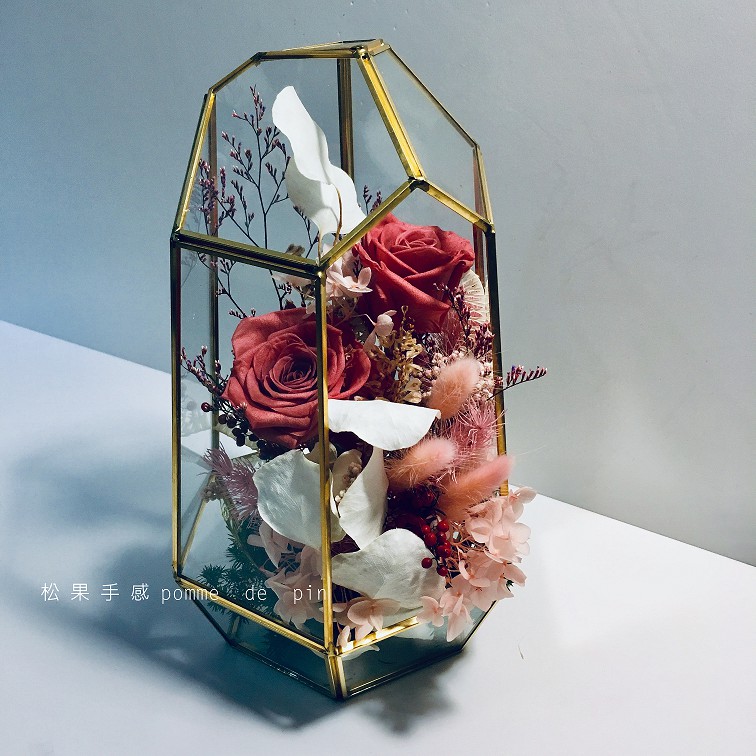 松果手感pomme De Pin乾燥花 永生花金邊水晶不凋玫瑰花畢業生日情人節開幕花禮紀念日送禮佈置擺設 蝦皮購物