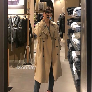 🌟Lovely愛出貨🌟韓款 正韓長版大衣 風衣 韓國 長版西裝外套 黑色風衣外套 西裝風衣 休閒 潮流長版外套 韓系