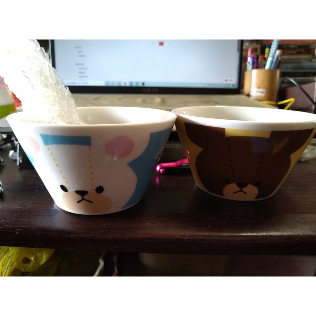【吉兒二手商店】全新 小熊學校陶瓷對碗組 2匙2碗 特惠價390元