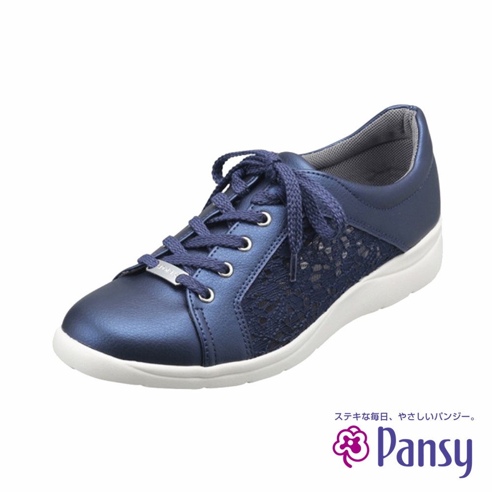 【PANSY】蕾絲花網綁帶清量女鞋 1378 藍色