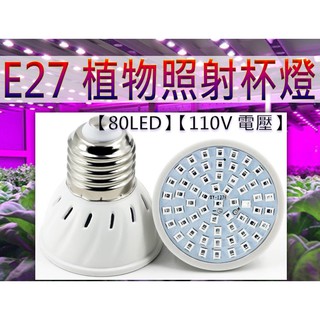 E27植物照射杯燈 紅藍燈 300 LED全光譜 80 LED生長燈 110v 園藝 花卉 植物補光 植物燈泡 育苗