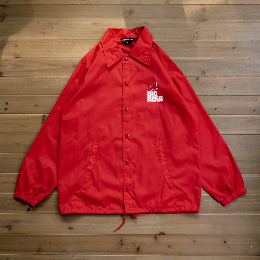 《白木11》 🇺🇸 80s Sportsmaster coach jacket 美國製 紅色 大熊 防風 風衣 教練外套