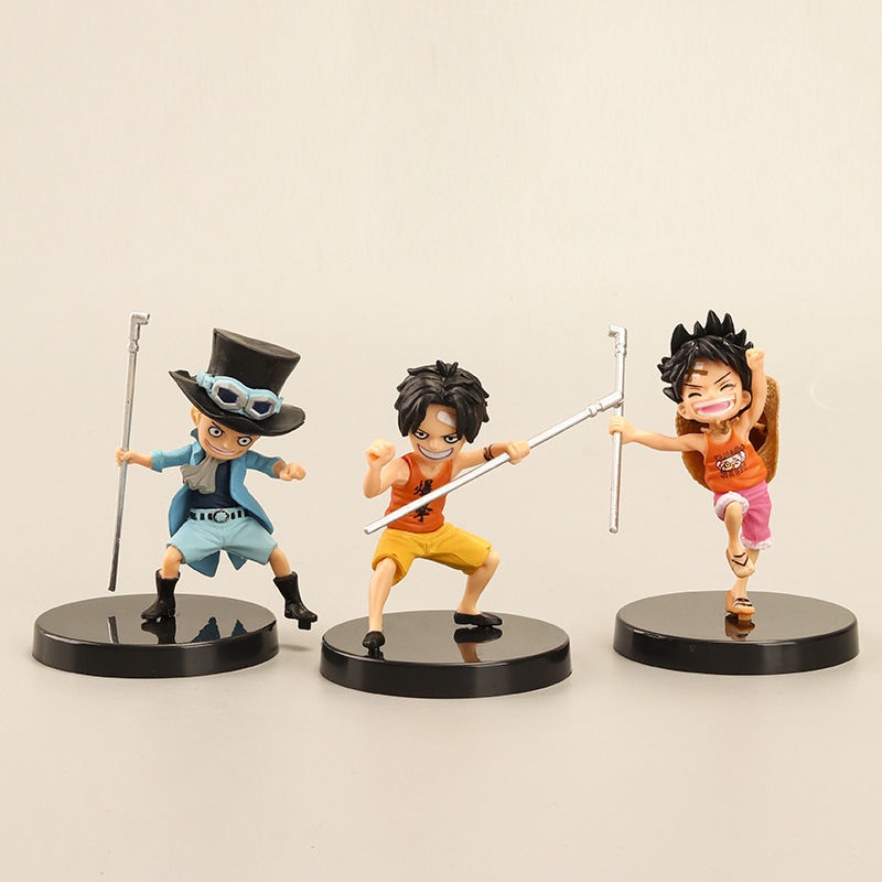 3 件海賊王人物路飛 Ace Sabo 三兄弟飾品玩具圖航海王公仔