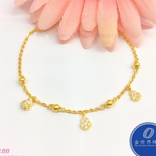 金世界珠寶-黃金9999垂吊葫蘆水晶手鍊 葫蘆型(1.32錢)