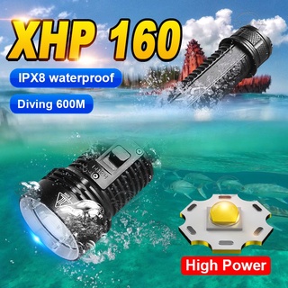 最新的 XHP160 功能強大的潛水手電筒專業水下 LED 閃光燈可充電潛水手電筒燈防水燈籠