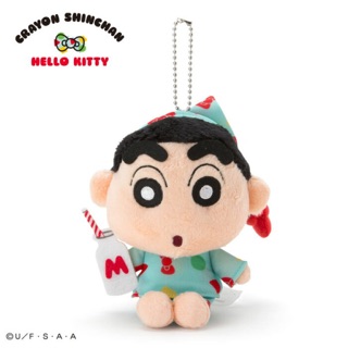 ♣️蠟筆小新×HelloKitty聯名 現貨 蠟筆小新睡衣款絨毛娃娃吊飾 日本正品代購